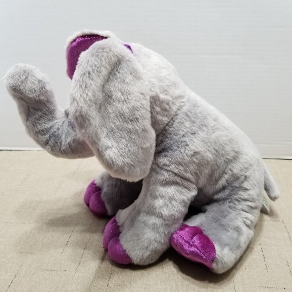 Elephant Plush Aurora Destination Nation Gray Purple Ears Stuffed Animal Toy - Picture 2 of 12
